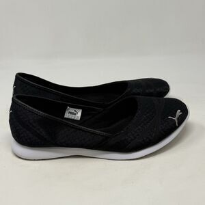 Puma Vega Ballet Flats Womens 10 Black Mesh Casual Slip On Y2K Shoes